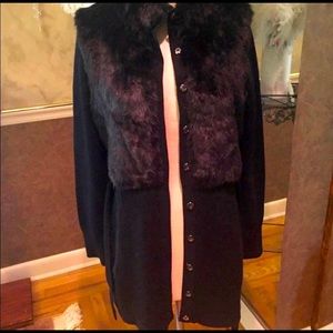 Tahari black fur sweater sz medium